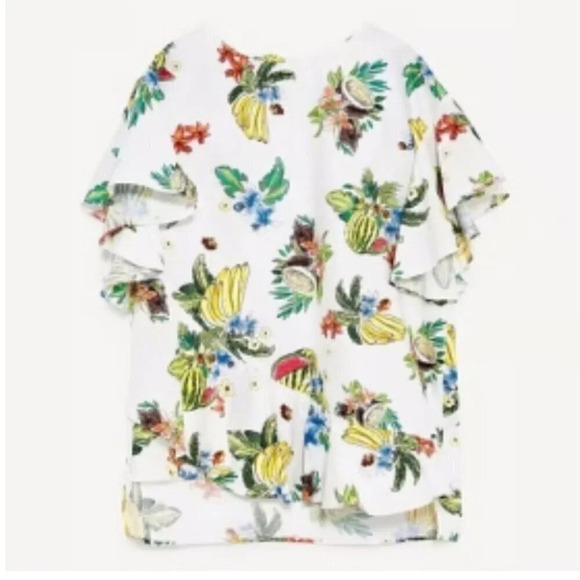 Zara Oversized Printed Ruffle Blouse - Picture 5 of 13